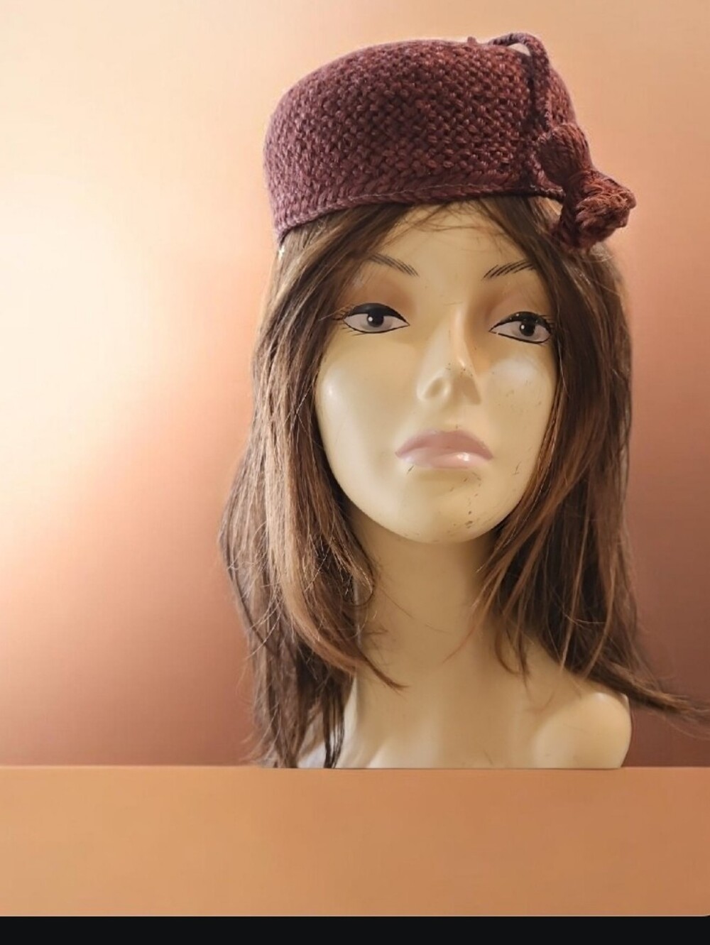 Neiman Marcus Vintage Chocolate Brown Woven Hat‎ with Hair Clips Small Hat